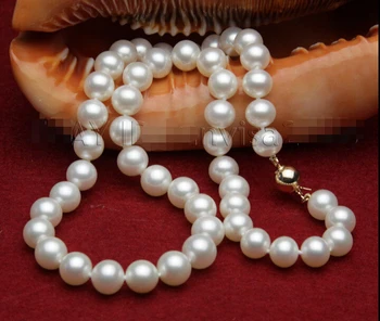 BEZMAKSAS piegāde>>> >>s304 AAA skaistu 11-12mm baltas saldūdens pērles kaklarota 17