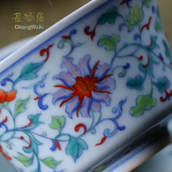 Changwuju jo Jingdezhen Tases & Apakštases Videi Draudzīgu roku krāsota zilā un baltā clashing krāsu Kung-Fu ķīniešu tējas tase vāciņu