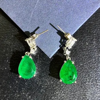 OEKDFN Vintage 925 Sterling Sudraba Auskari Izveidota Moissanite Emerald Dārgakmens Birthstone Kritums Vilināt Luksusa Smalkas Rotaslietas
