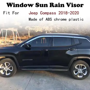 ABS Chrome plastmasas Logu Sejsegu Ventilācijas Žalūzijas, Saules Lietus Aizsargs, auto piederumi Jeep Compass 2018-2020