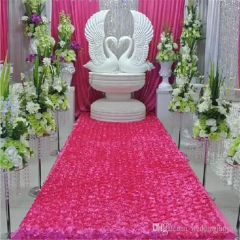 Romantisku kāzu paklāju Centerpieces Atbalsta 3D Rožu Ziedu Paklāju Eju Skrējējs Uz Kāzu Puse, Apdares Piegādēm 12 Krāsu