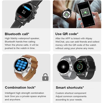 Smart Skatīties Vīrieši Bluetooth Zvanu Akumulatora darbības laiks ir Ilgs HD Ekrāns Tērauda Siksniņa, Ūdensizturīgs Fitnesa Tracker Smartwatch iphone Xiaomi
