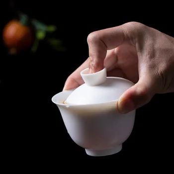 Aitu tauki jade porcelāna vāciņu trauks nav karsts keramikas tējas bļodā Sancai bowl kausu tējas vāciņu trauks tējas komplekts tējkanna teacup komplekts