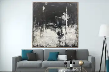 Melnās Un Baltās Krāsas Abstraktā Glezna Eļļas Glezna Ārkārtīgi Unikālu Lielu Abstraktu Sienas Mākslas Glezniecības Abstraktā Audekls Akrila Puses
