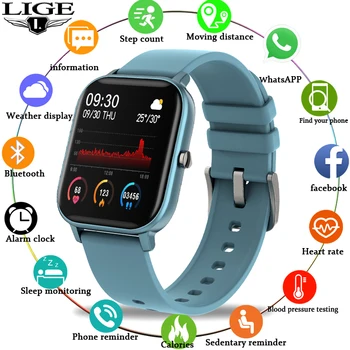 LIGE Monitors Smart Skatīties Fitnesa Tracker Sporta Full Touch Screen IP67 LED Touch Sirdsdarbības Monitoringa Smartwatch