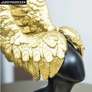 Radošā Abstraktu Cilvēka Ķermeņa Skulptūru Apdare Melnā Zelta Sveķu Krūtis Cilvēka Ķermeņa Statuja Figūriņas Istabas Amatu Mājas Apdare