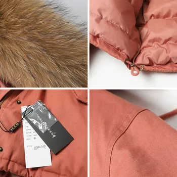 2020new dabas jenots kažokādas apkakle Park silta jaka, Mētelis augstas kvalitātes kapuci sieviešu dūnu jaka