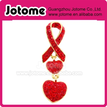 Sarkana Lente ar sirdi Atloks Pin, Sarkanu lenti krūts vēža izpratnes pin broša , awarness broša
