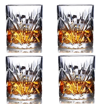 Viskija Glāzes Premium Radīt Brīvu Viskija Glāzi Rock Stilā Veco Vecmodīgi Stikla Dzeramā Skotu, Bourbon Komplekts 4-10oz