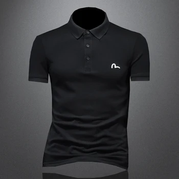 Vasaras īsām piedurknēm POLO krekls vīriešu modes vienkrāsainu savvaļas ikdienas biznesa kokvilnas atloks black top augstas kvalitātes 2021 jaunas